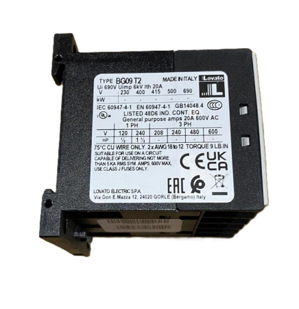 Контактор 11BG09T2A024, 9А (AC3), 2S, 2NC, катушка 24В